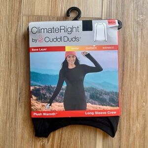 Climate Right by Cuddl Duds Women’s Black Long Sleeve Crew Base Layer Size Small
